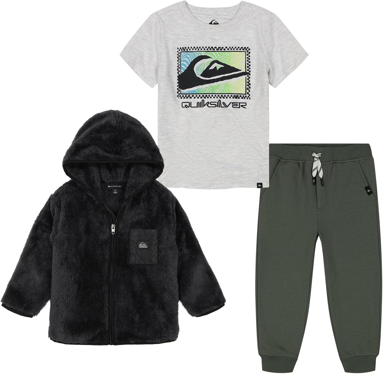 Quiksilver Boys Silky Sherpa Jacket and Pants Set Sleek and Stylish