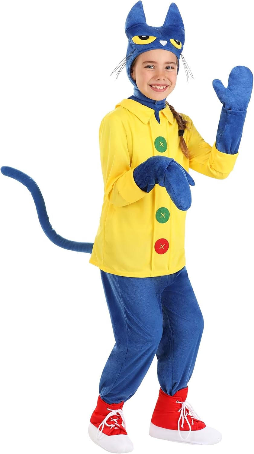 Pete the Cat Halloween Kids Cat Costume Unisex Cute Blue Animal