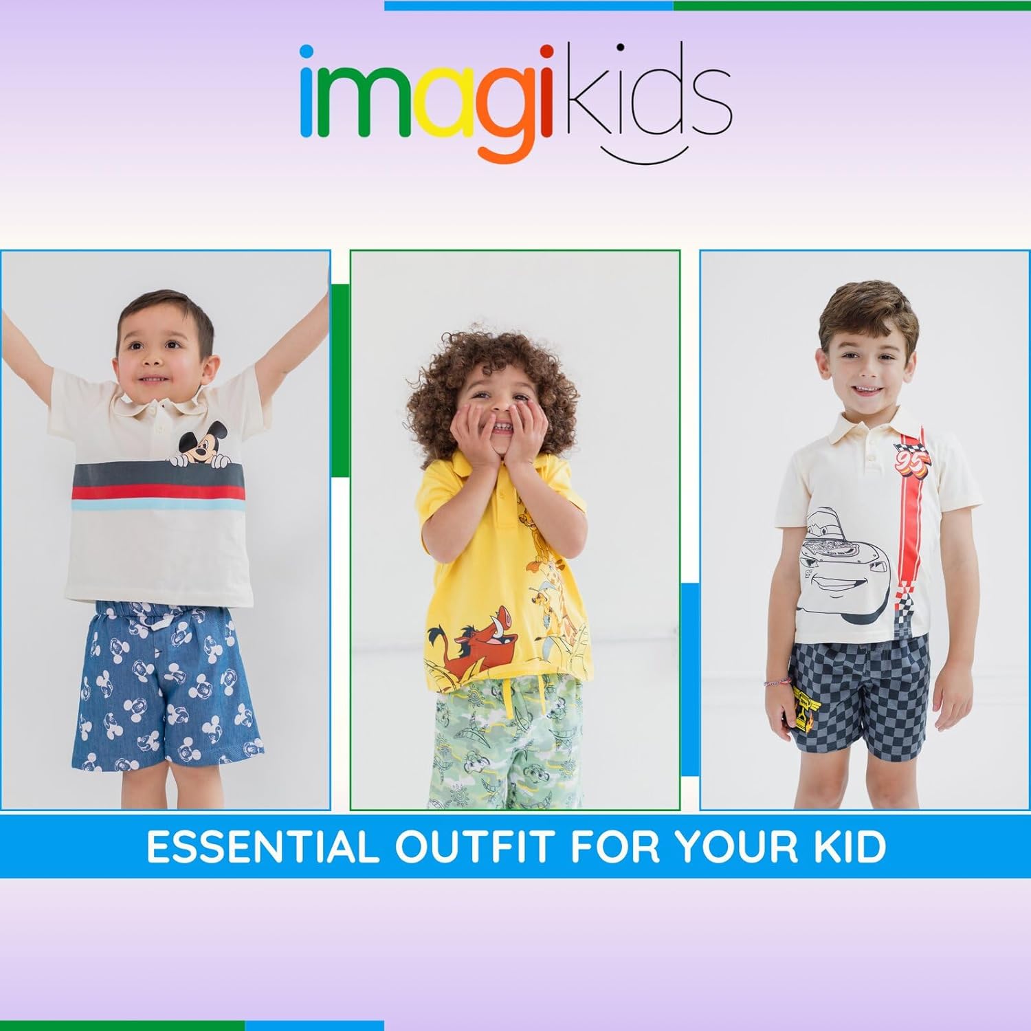 Disney Lightning McQueen Kids polo shirt shorts set