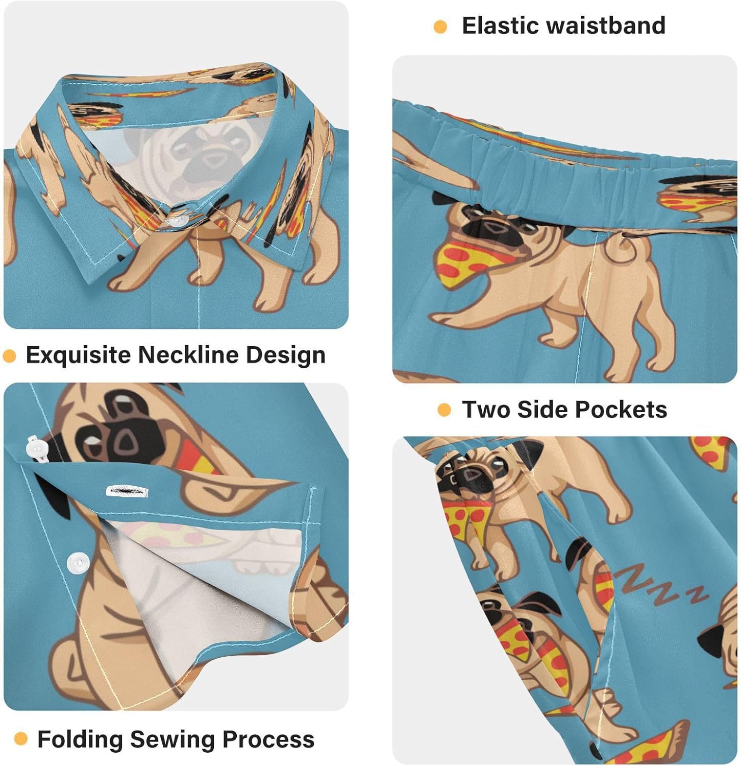 Pug Dog Friends Summer Outfit Adorable Toddler Set for Boys