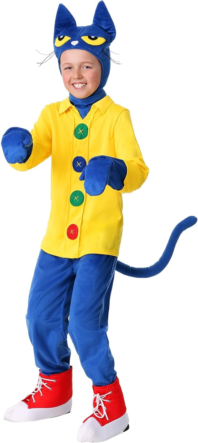 Pete the Cat Halloween Kids Cat Costume Unisex Cute Blue Animal