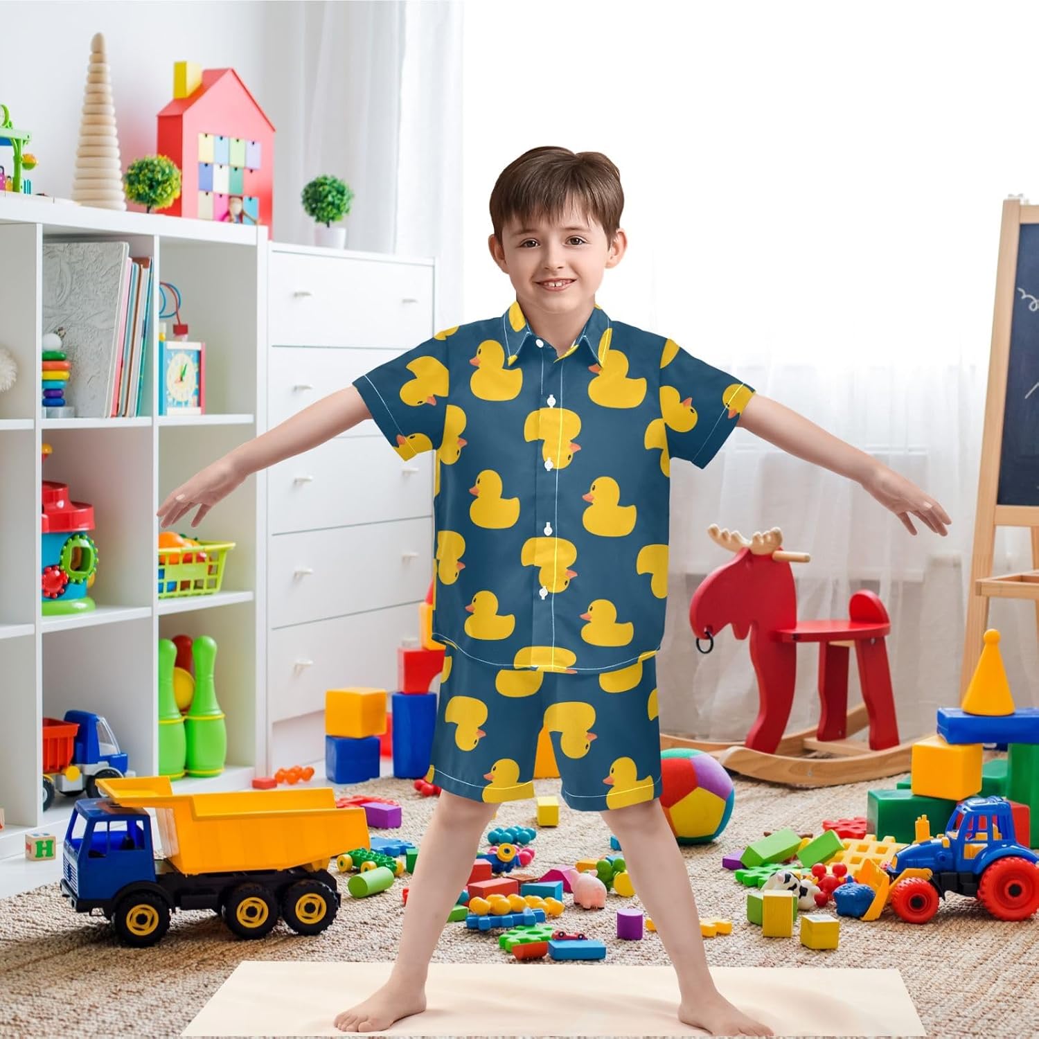 Visesunny Toddler Boys Quick-Dry Casual Shirts Shorts Set