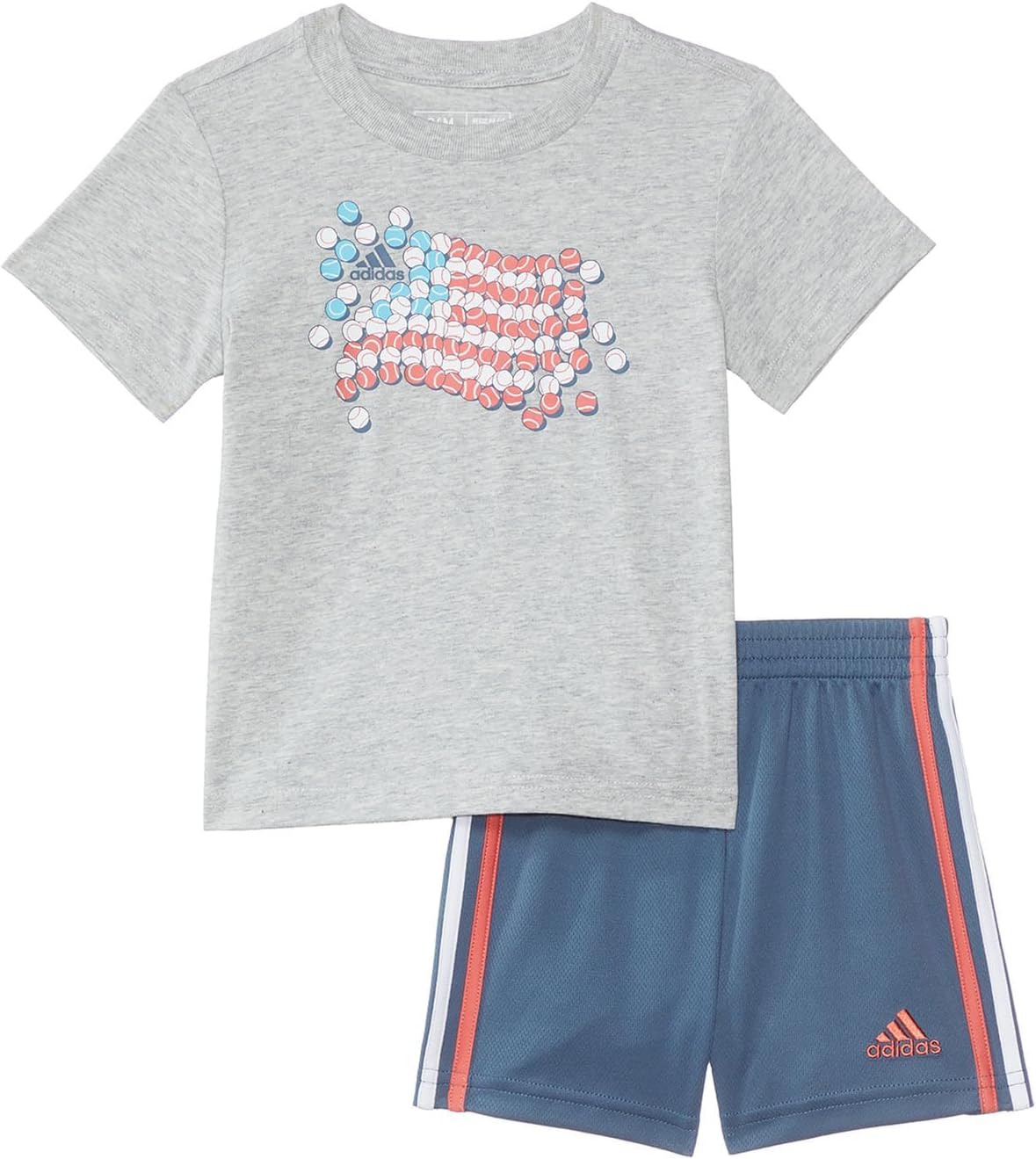Adidas Boys 2-Piece Cotton Graphic Tee Short Set
