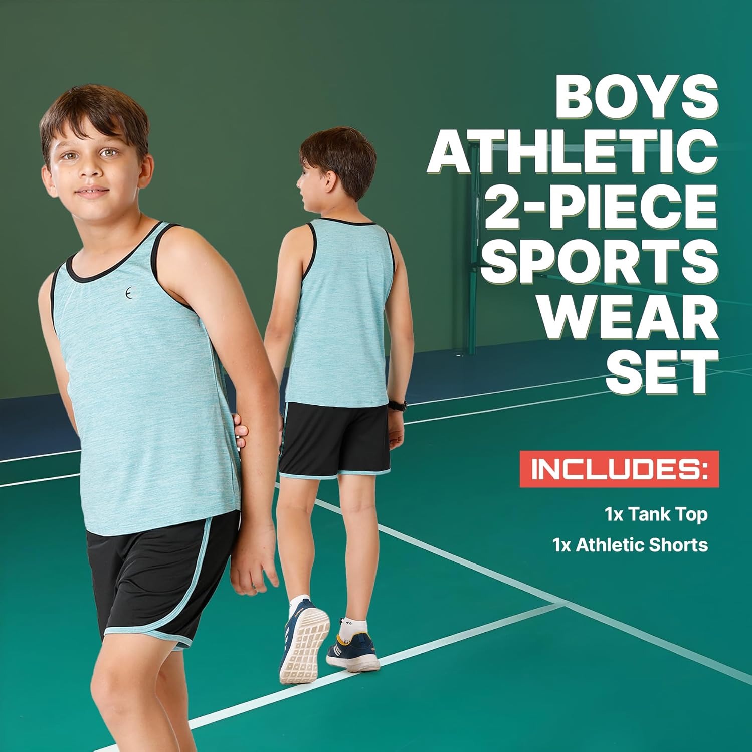 Casual Comfort Boys athletic shorts crew neck tank shirts