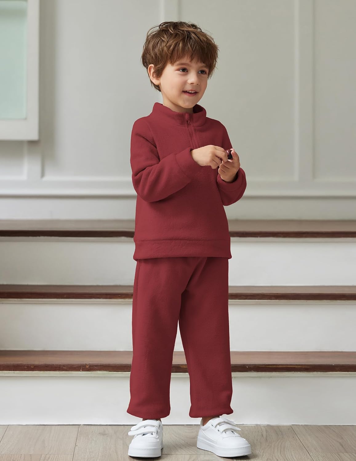 Perfect toddler boys fall winter clothes set for boys Burgundy