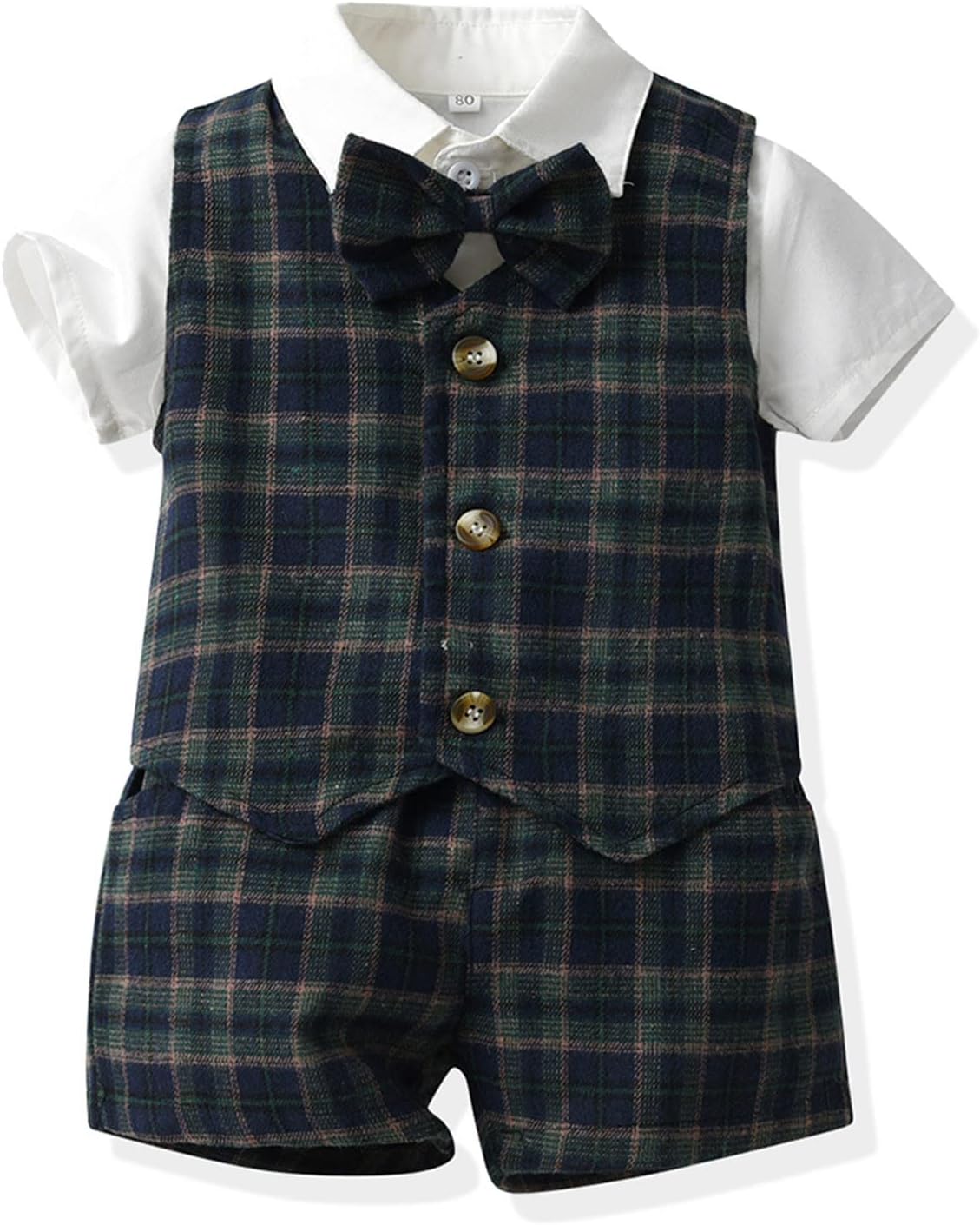 Toddler Boys Plaid Printed Set Summer Casual Outfits for Kids