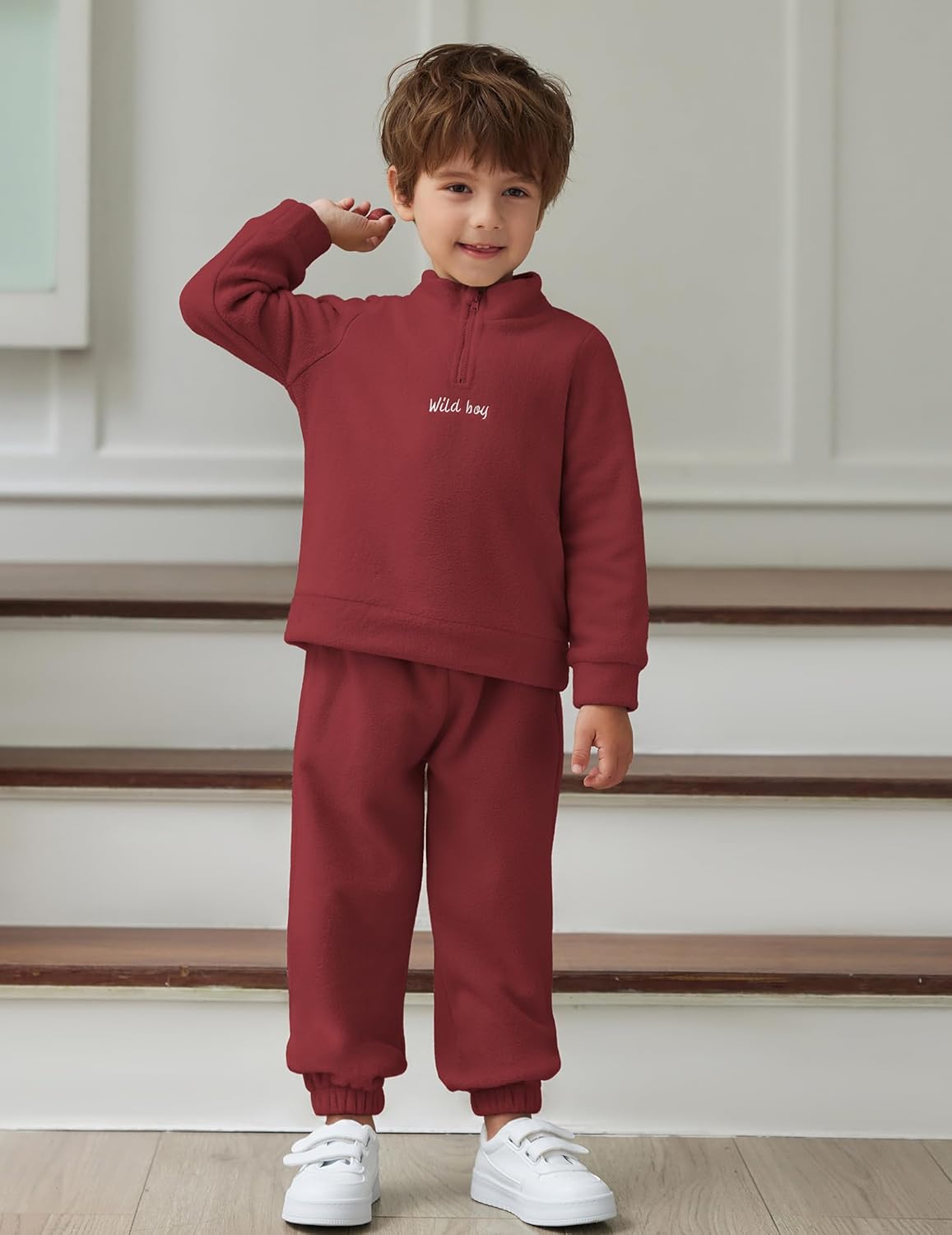 Perfect toddler boys fall winter clothes set for boys Burgundy