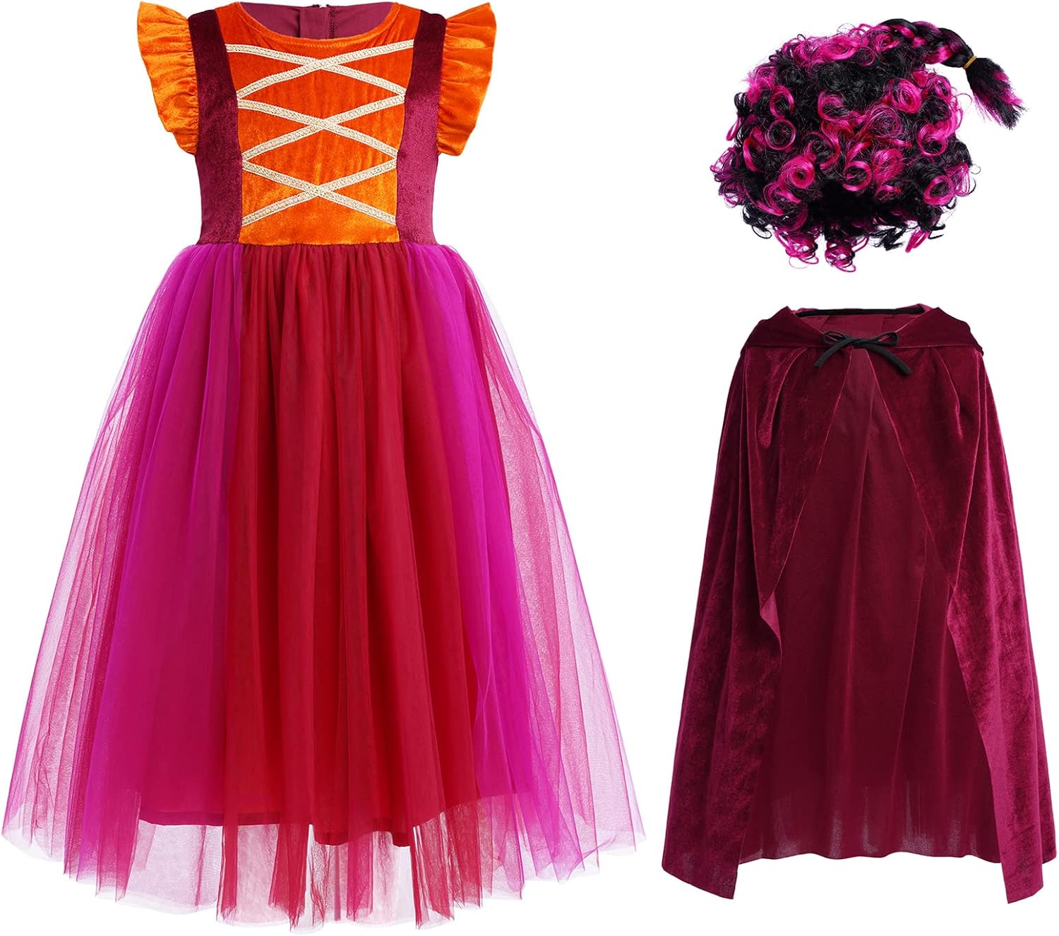 ODIZLI Halloween Kids Girls Tulie Dress costume with accessories