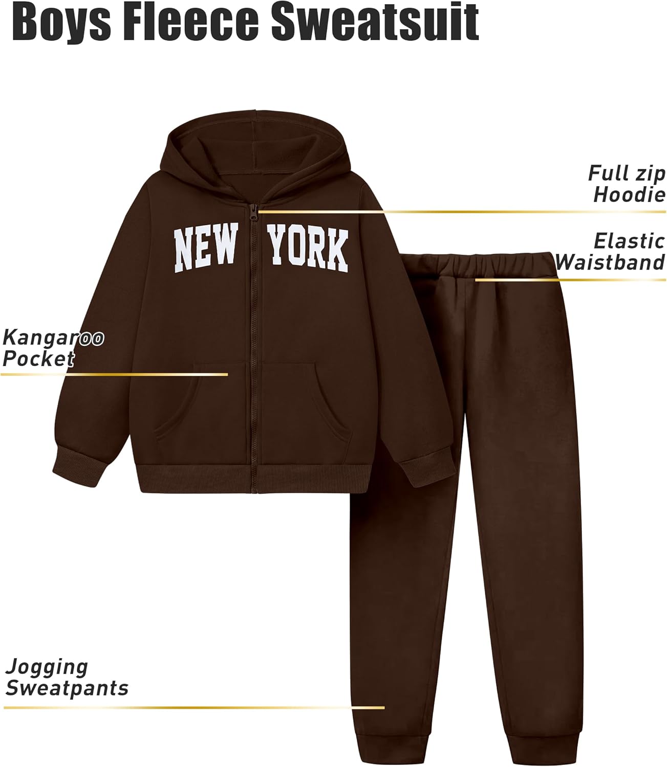 KangKang Unisex NEW YORK Full Zip Fleece Jogging Suit