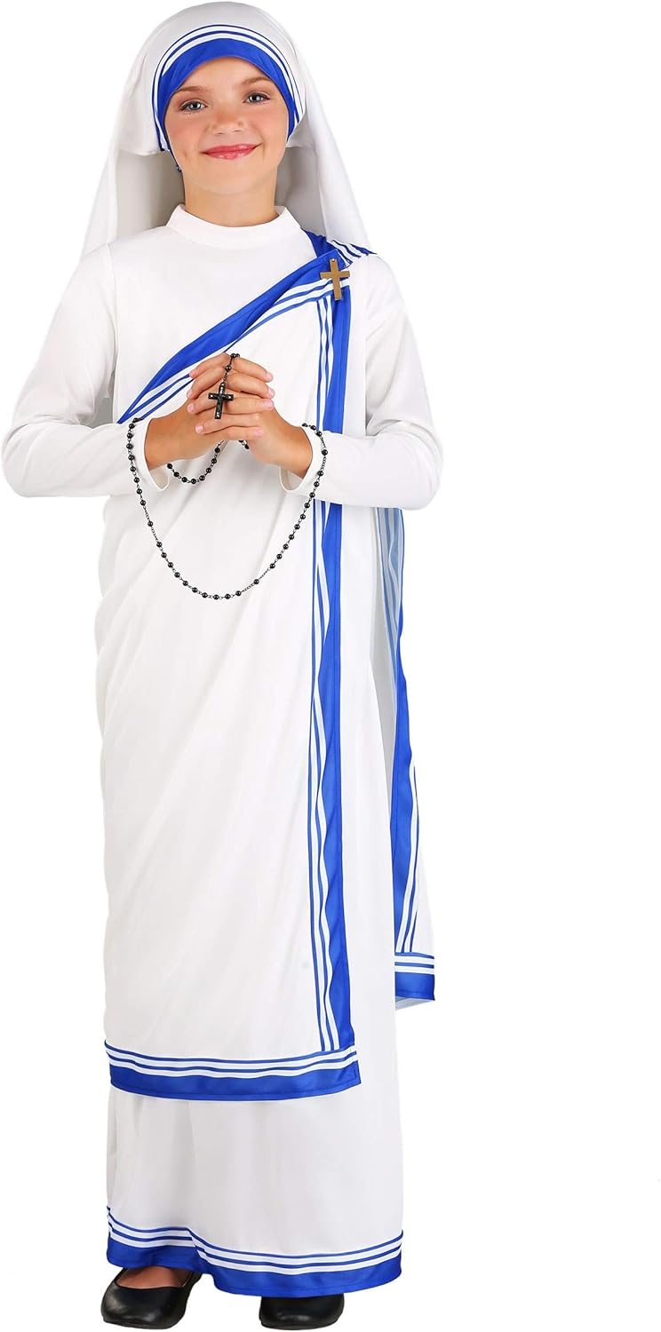 Fun Costume for Girls Mother Teresa Outfit Halloween Sari Dress