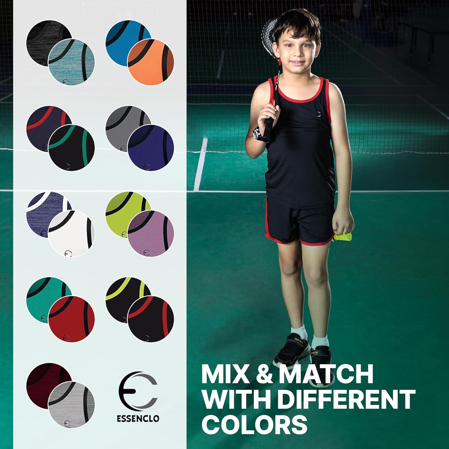 Casual Comfort Boys athletic shorts crew neck tank shirts