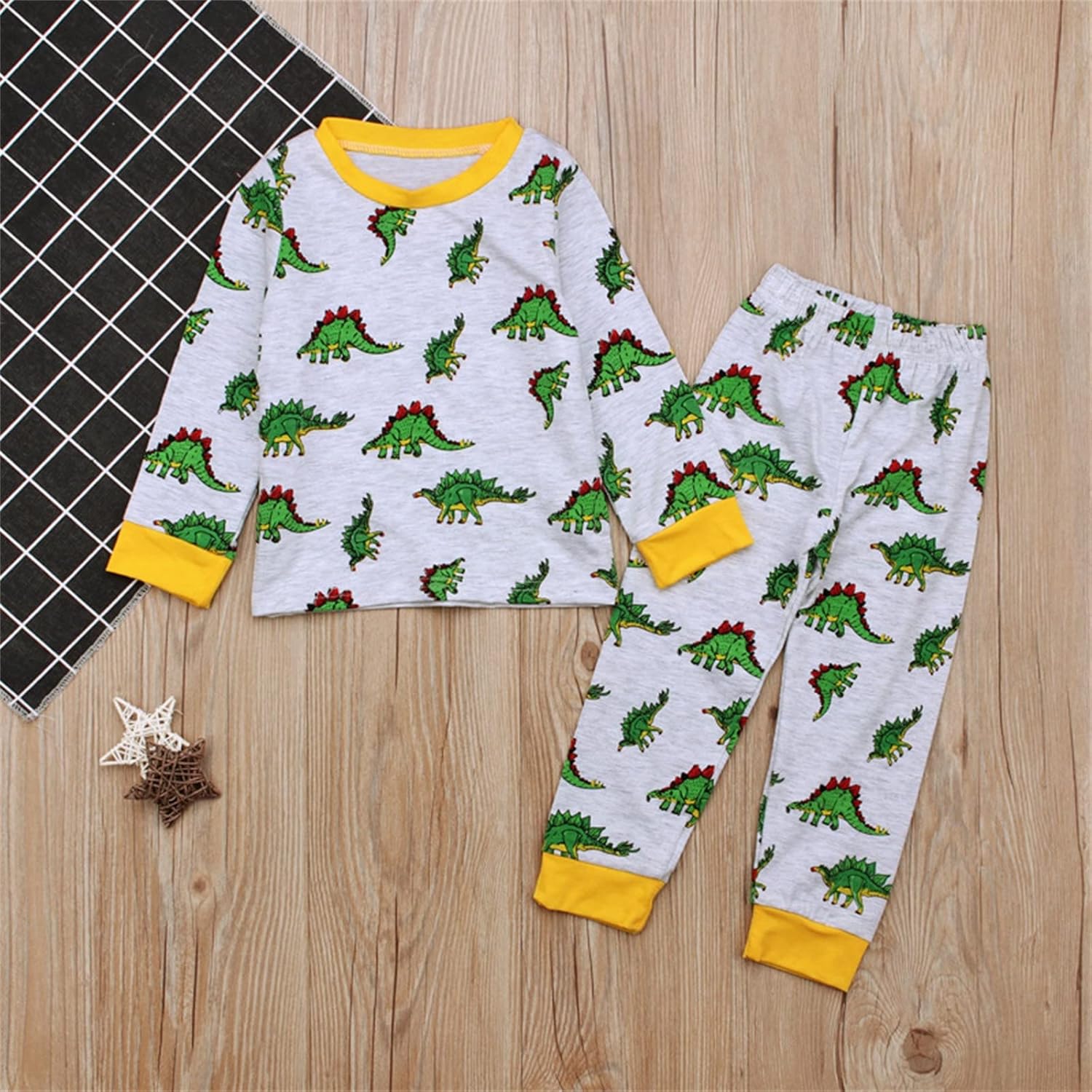Toddler Boy Polka Dot Dinosaur Long Sleeve Romper Set