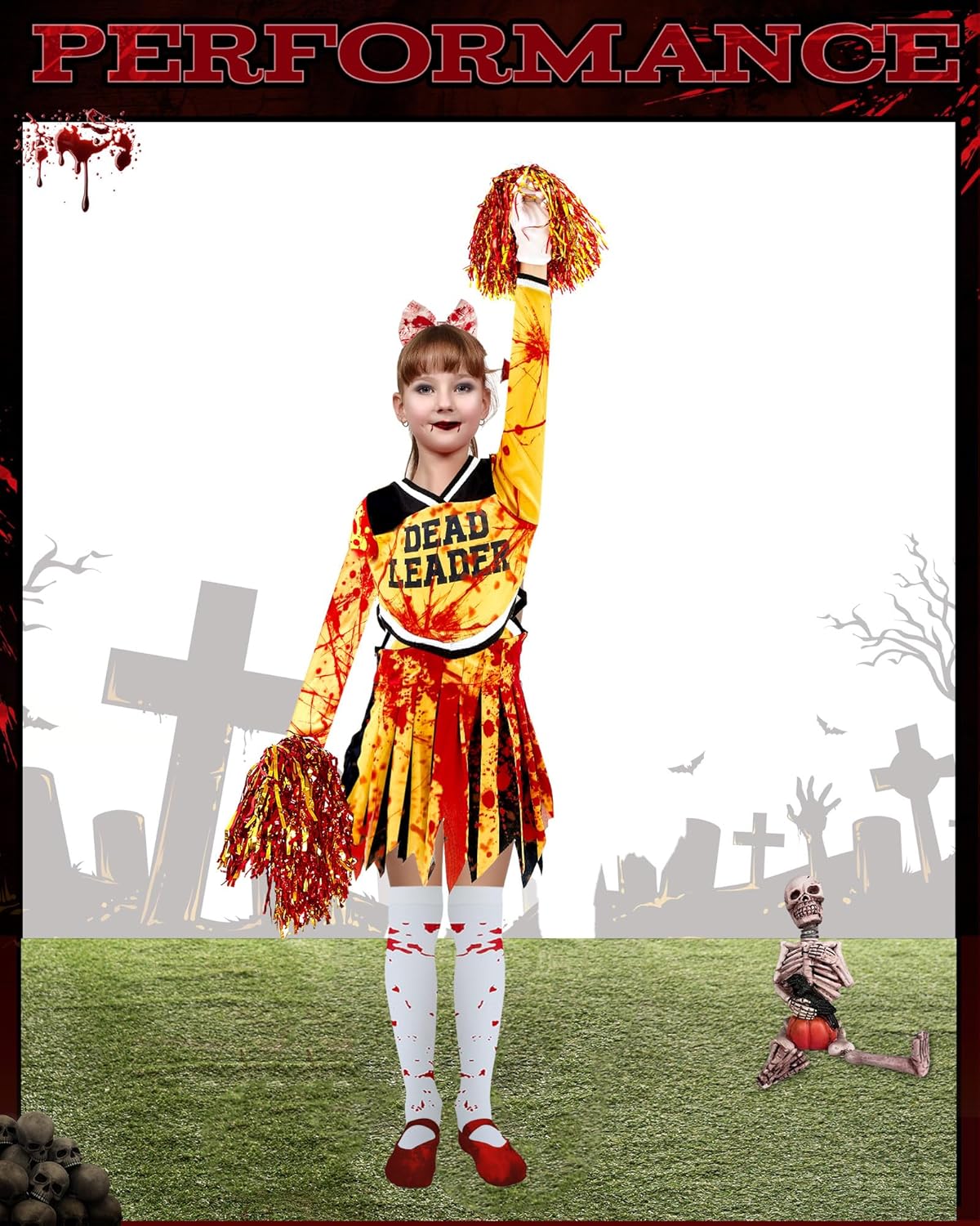 Gothic Halloween Costume - Zombie Cheerleader Slink