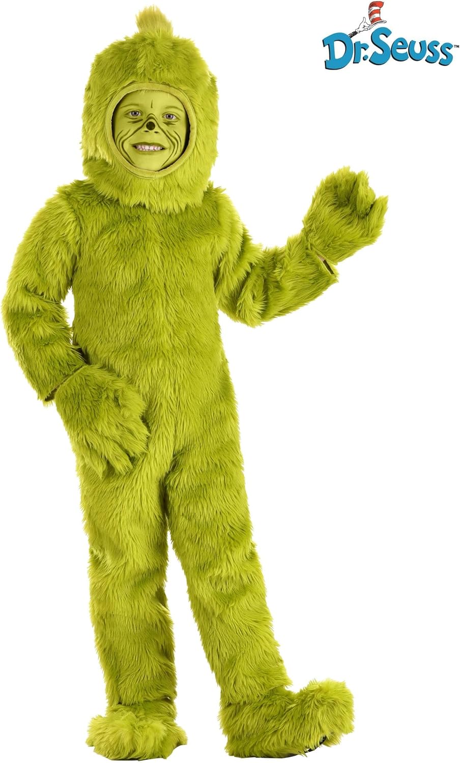 Fun Costumes Dr Seuss Grinch Toddler Open Face Costume includes headpiece gloves jumpsuit
