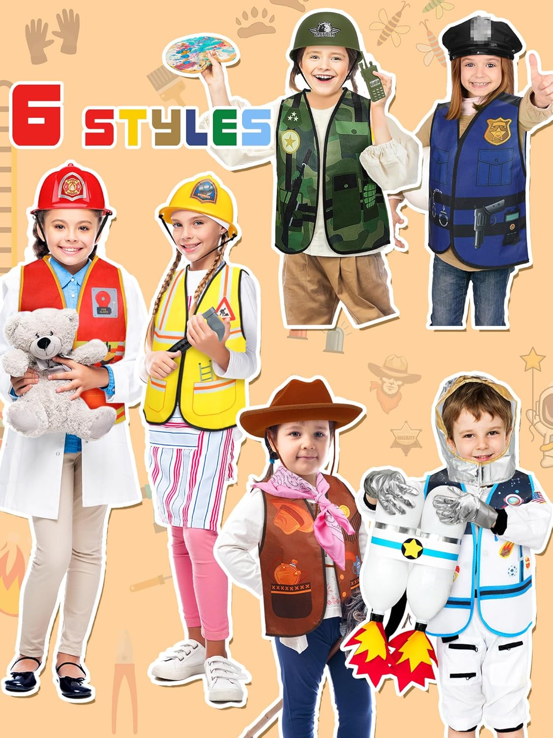 6-Piece Kids Role-Play Costumes