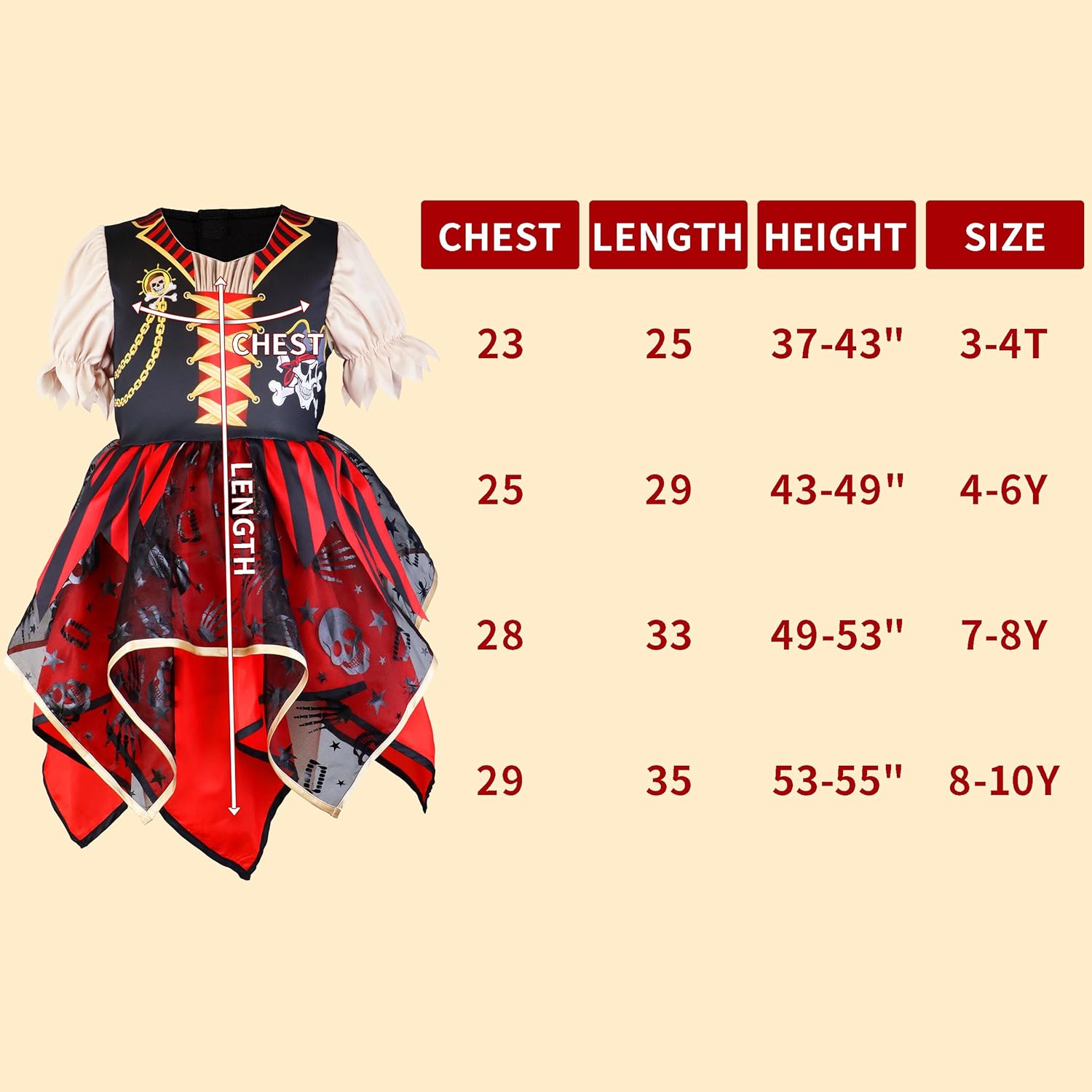 IKALI Girls Pirate Costume with Hat Accessories