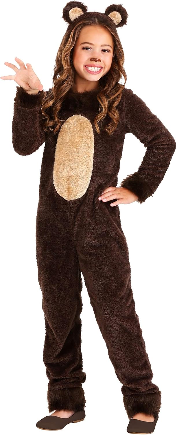 Girls Brown Bear Costume with Headband - Halloween Kids Costume - Fun Costumes