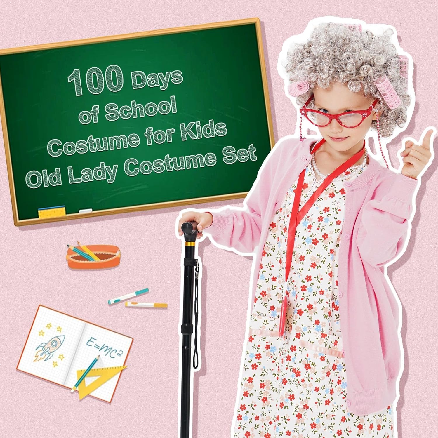 9-Piece OldLady Costume for Kids