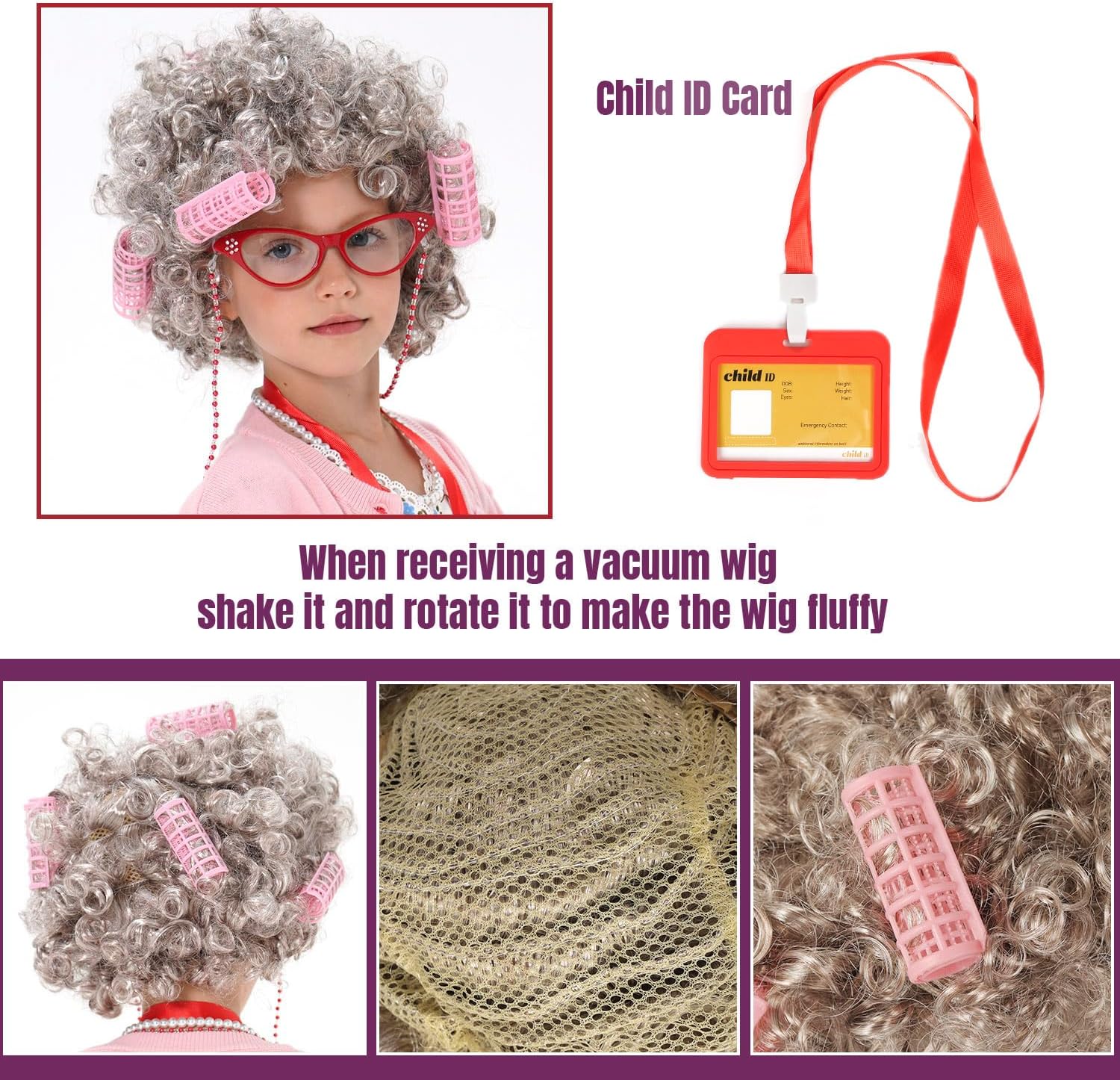 9-Piece OldLady Costume for Kids