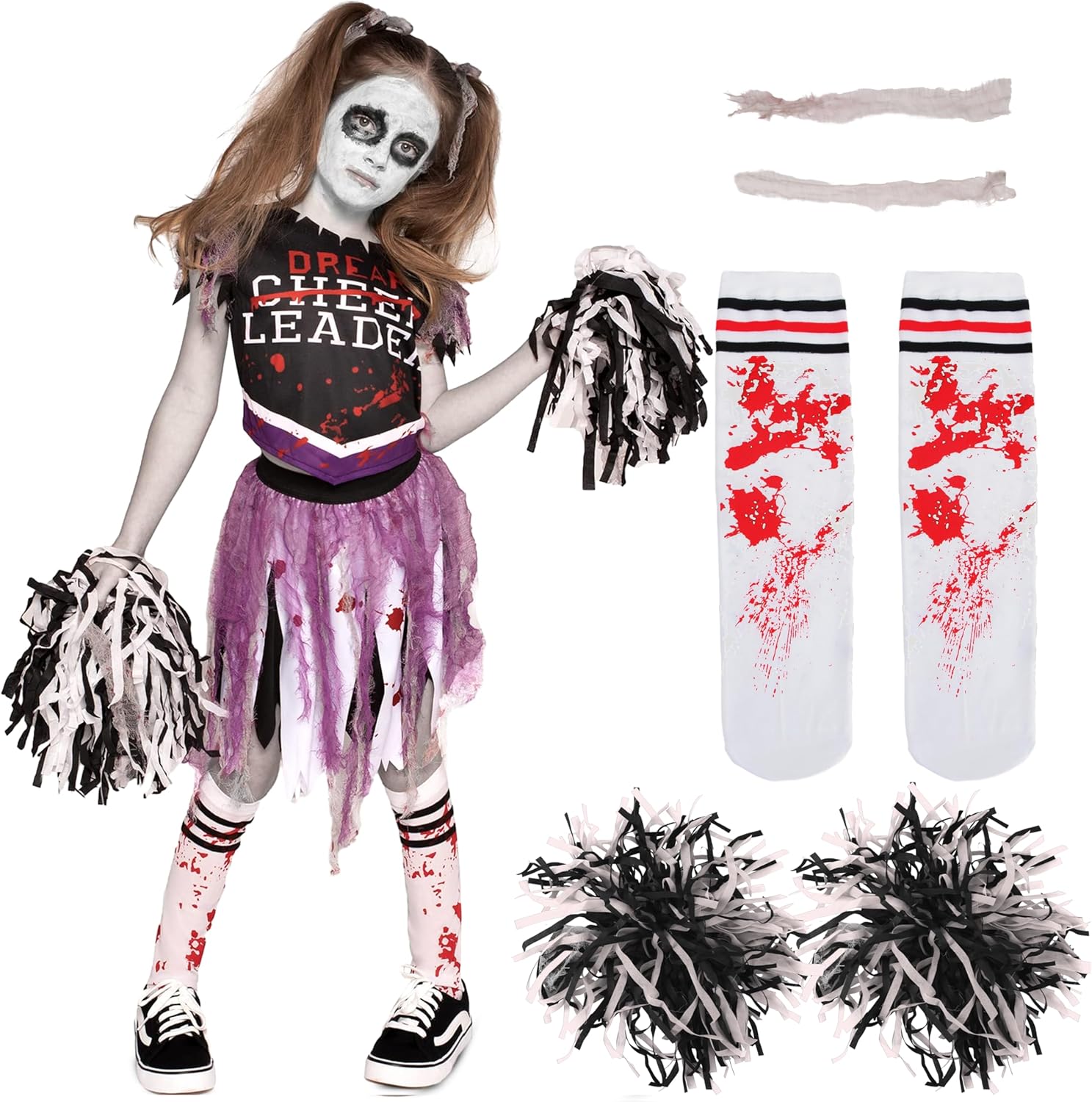 Zombie Halloween Cheerleader Costume Girls