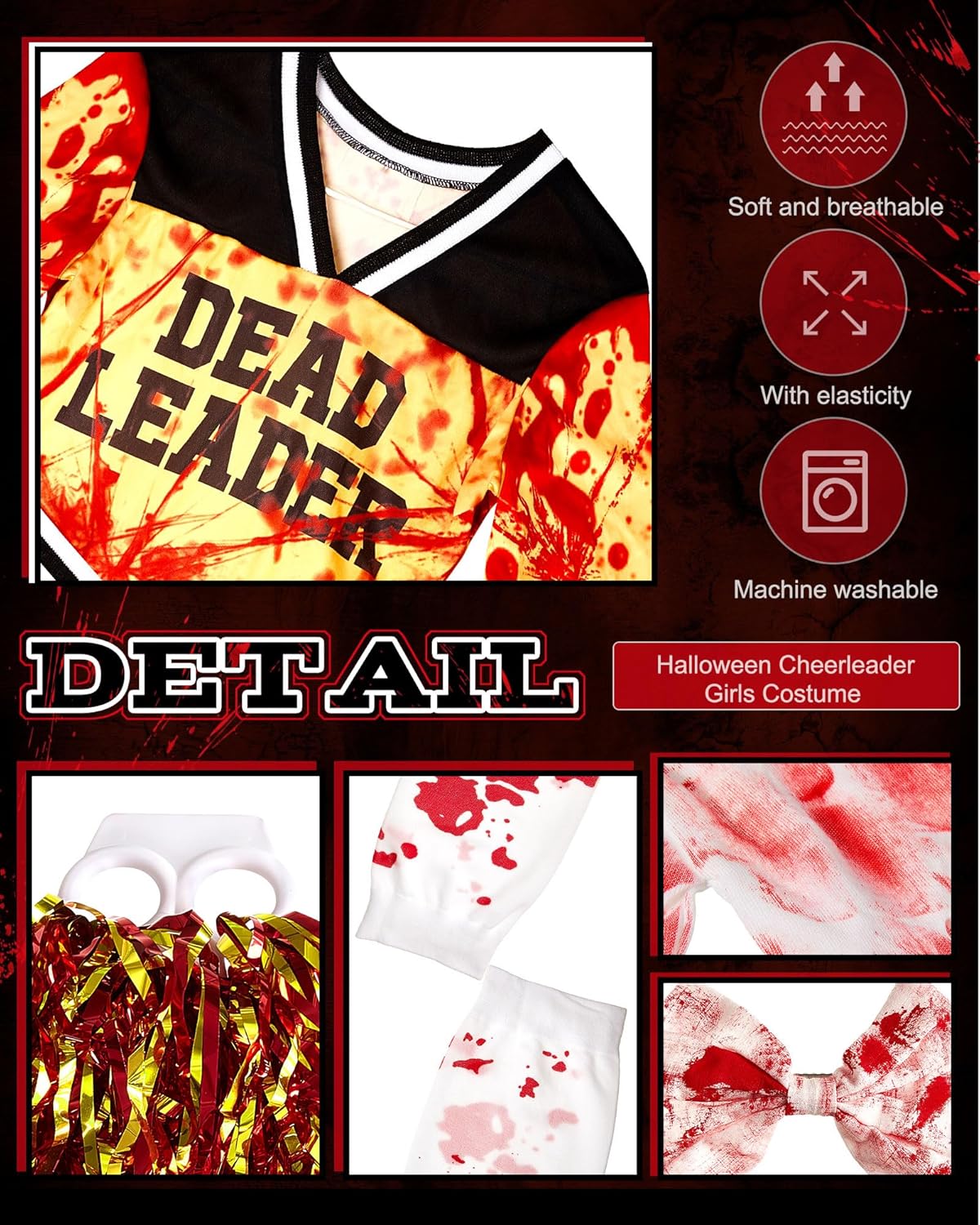 Gothic Halloween Costume - Zombie Cheerleader Slink