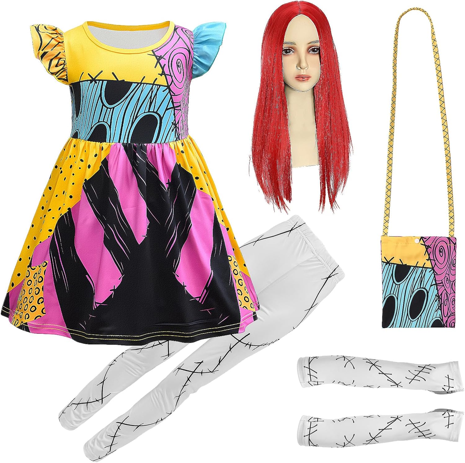 Sallys Spectacular Halloween Costume for Girls 5-in-1 Set