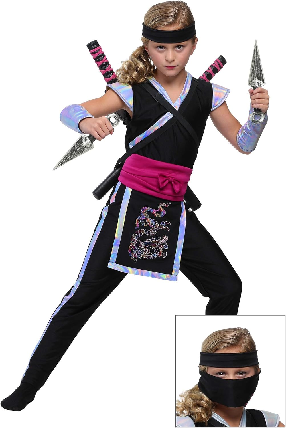 Fun Costumes Girls Rainbow Ninja Costume