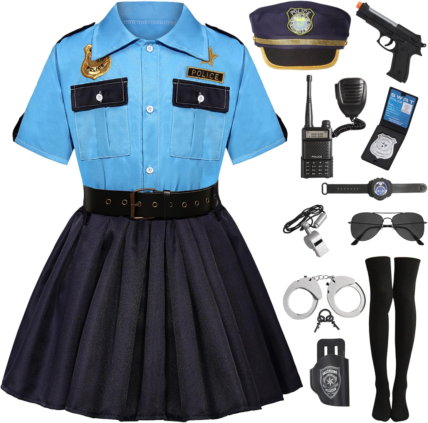 Ruimeier Halloween Police Costume Girls Toddler Uniform Set with Accessories