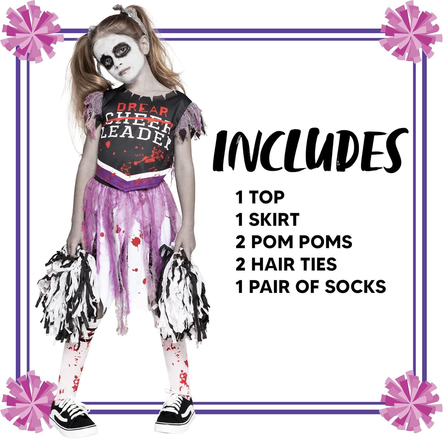 Zombie Halloween Cheerleader Costume Girls
