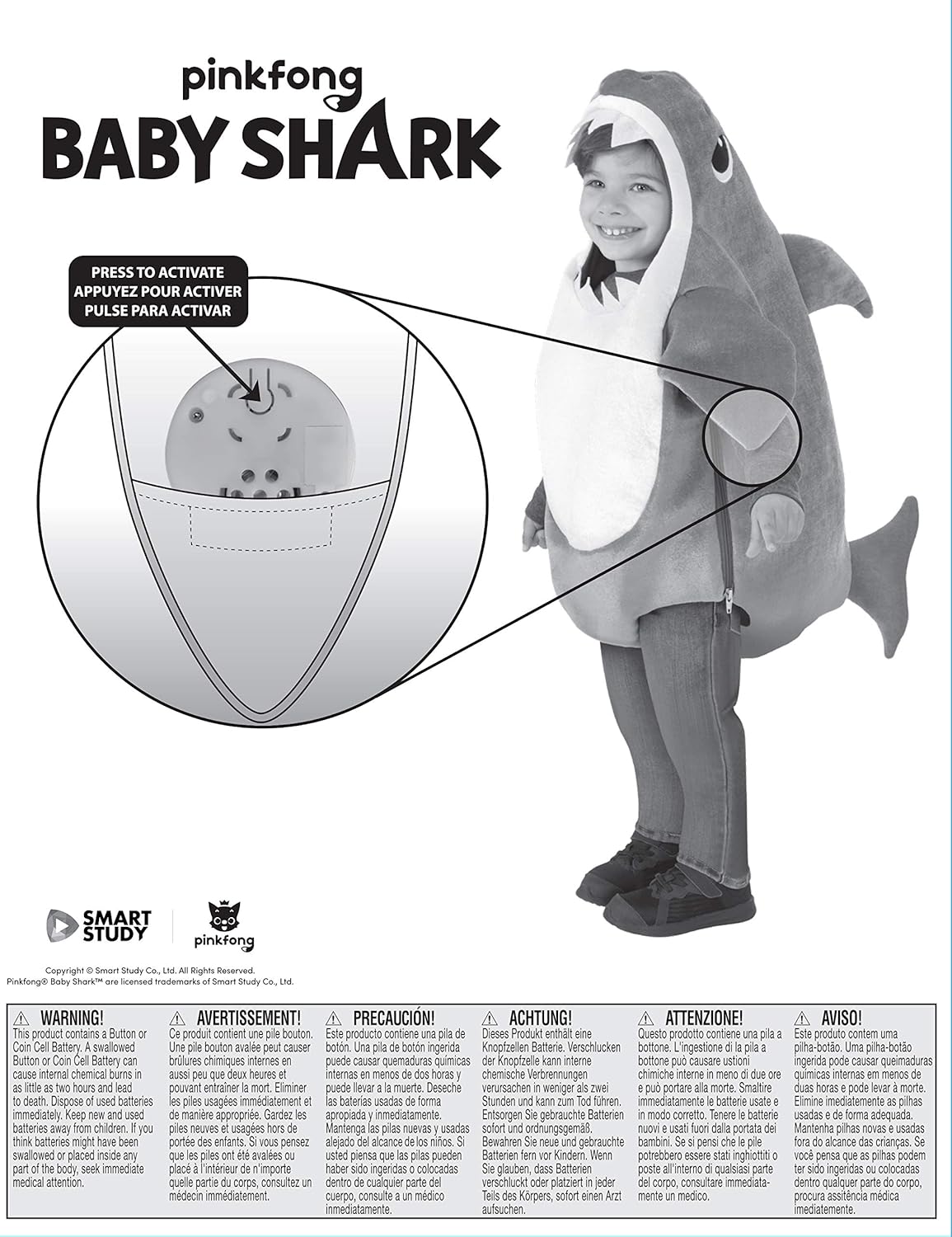 Baby Shark costume with Sound Chip for Kids